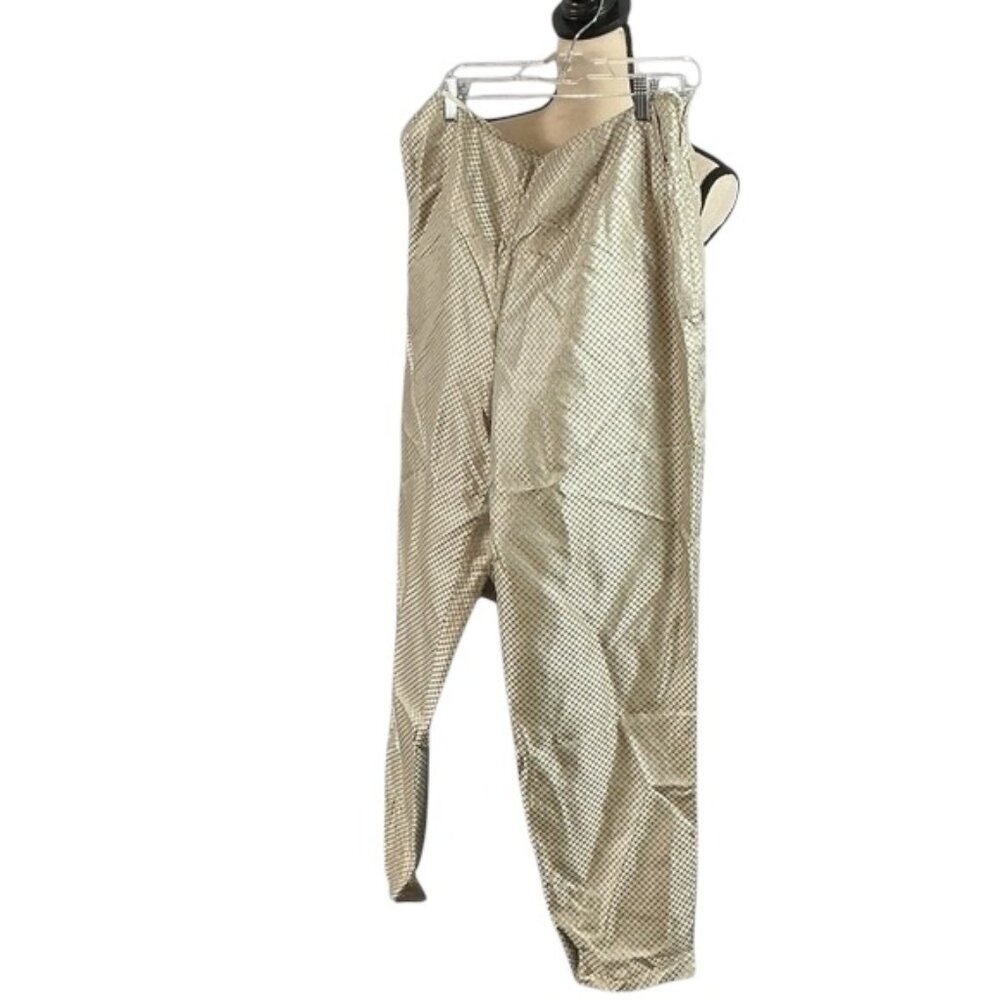 Jones New York Silk Pants – Beige Patterned Dress Pants (Size 14)